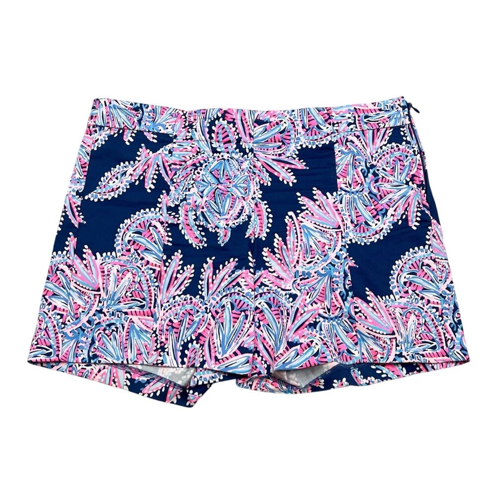 Lilly Pulitzer | Arabeth Oyster Bay Navy Blue Print Side Zip Tailored Shorts 8